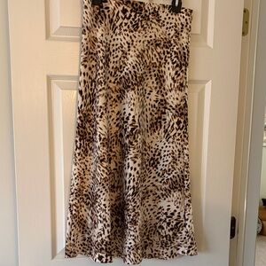 LOFT Leopard-Print Midi Skirt in Cream and Brown